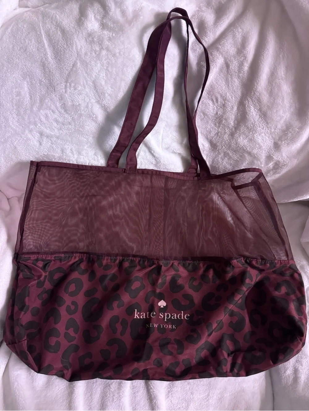 kate spade Burgundy and Black Leopard Mesh Tote